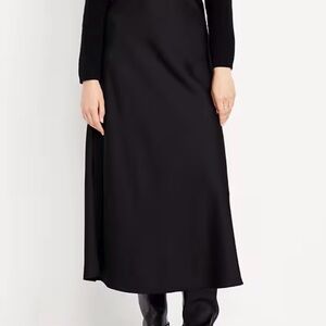 Elegant Black Satin Maxi Skirt